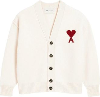 Ami Trui met V-hals - Heren - Vesten - Wit - XL - Wol - Truien & Vesten