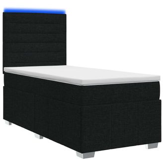 vidaXL Letto Box Spring Led Con Materasso Nero 90 X 200 Cm Tessuto Vidaxl