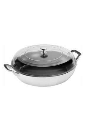Staub 3.5 Quart Enameled Cast Iron Braiser with Glass Lid in White at Nordstrom