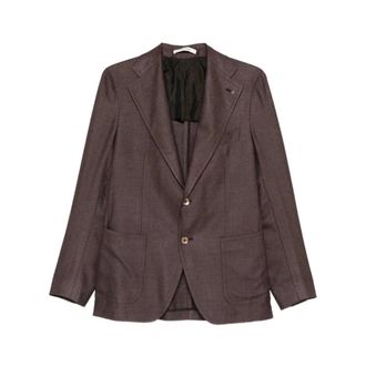 Tagliatore Formal Blazers, male, Brown, Size: M Notch-Lapel Single-Breasted Jacket