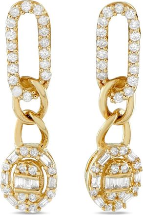 Luxury Bazaar 14K yellow gold diamond oval drop earrings - Goud