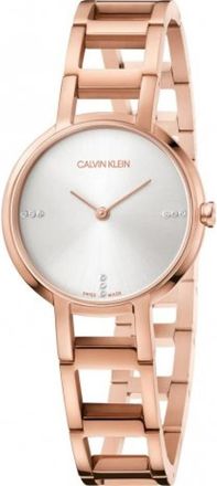 Calvin Klein Ros&eacute;gouden Quartz Horloge met met Stenen Bezette Wijzerplaat - Dames - Horloges - Roze - ONE Size - Accessoires