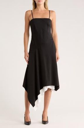 Helmut Lang Asymmetric Scarf Hem Virgin Wool Dress in Black at Nordstrom Rack, Size 12