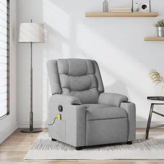 vidaXL Sill&oacute;n Reclinable De Masaje De Tela Gris Claro Vidaxl
