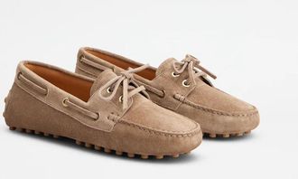 Tod's Suede Lace-Up Loafer - Beige