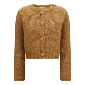 Forte_Forte Cardigan in Maglia Grossa con Bottoni - - Knitwear - Donna - Marrone - M