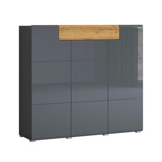 Petits Meubles Aparador 3 puertas 1 caj&oacute;n tableros de aglomerado laminados gris