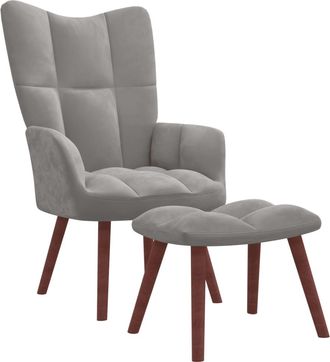 vidaXL Sill&oacute;n De Relax Con Taburete De Terciopelo Gris Claro Vidaxl