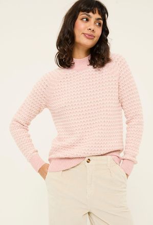 Fat Face FatFace Pink Candy Stripe Knitted Crew Neck Jumper