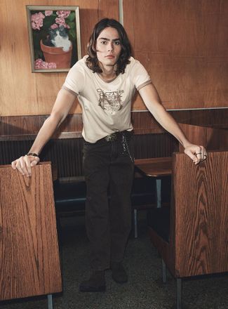 Djab Mens Dark-brown wash 5-pocket jean Camden fit - Baggy