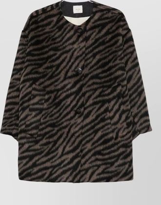 Alysi brushed tiger-print collarless jacket