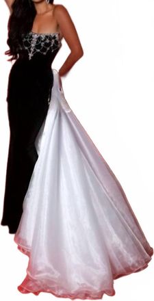 Johnathan Kayne Strapless Organza Gown In Black