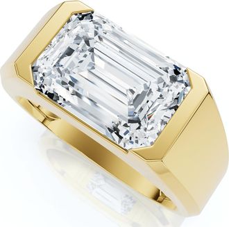Pompeii3 Certified 4Ct Mens Gabriel Emerald Diamond Ring 10k Gold Lab Grown