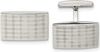 Diamond2Deal Stainless Steel Polished Laser Design Rectangle Cufflinks