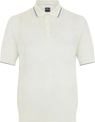 Fedeli Klassieke Polo Trui met Korte Mouwen - Heren - Ronde hals truien - Wit - L - Katoen - Truien & Vesten