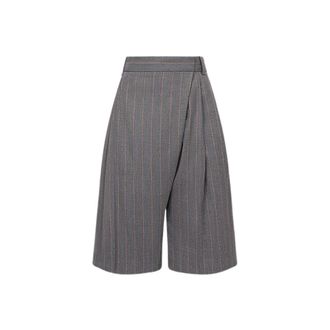 Ganni Bermuda - Dames - Korte Broeken - Grijs - M - Wol - Korte Broeken