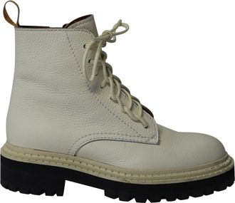Proenza Schouler Lug Sole Combat Boots in White Calfskin Leather