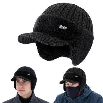 Generic Torocky Coldshield Trapper Hat with Ear Flaps and Wool Brim, Torocky Trapper Blocking Knitted Hats, Warm Winter Cozy Lined Aviator Hat Soft Breathable