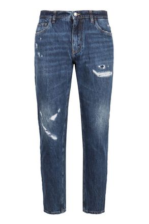 Dolce & Gabbana Blue Jeans With Rear Logo Detail In Denim Man