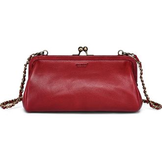 OLD TREND Iris Genuine Leather Vintage Frame Crossbody Bag in Maroon at Nordstrom