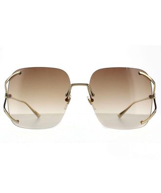 Gucci Square Womens Gold Brown Gradient Sunglasses Metal - One Size