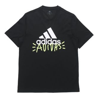adidas logo Printing Round Neck Pullover Sports Short Sleeve Black FN1727