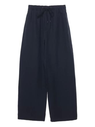 STUDIO NICHOLSON drawstring linen-blend trousers - men - Linen/Flax/Wool - L - Blue