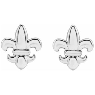 Pompeii3 14K White or Yellow Fleur-de-Lis Earrings