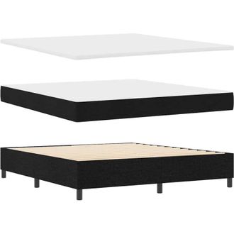 vidaXL Cama Tipo Box Spring Con Cabecera Negro 180 X 200 Cm Tela Vidaxl