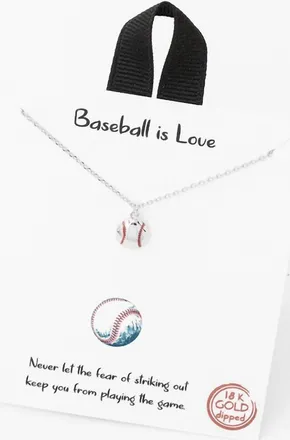 Fame Accessories Womens Baseball Is Life Necklace In Gold
