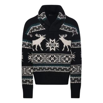 Ralph Lauren V-neck Knitwear, male, Black, Size: S Wool Sweater