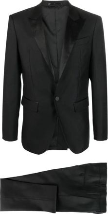 Dsquared2 Zwart Wollen en Zijden Pak Set - Heren - Business pakken - Zwart - M - Wol - Kostuums