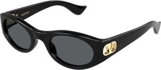 Valentino Sunglasses, female, Black, Size: 52 MM Oval Sunglasses