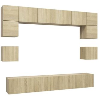 vidaXL Vidaxl - Muebles De Pared De Tv 8 Pzas Aglomerado Color Roble Sonoma