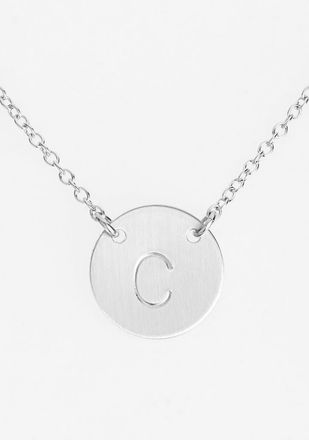 Nashelle Sterling Silver Initial Disc Necklace in Sterling Silver C at Nordstrom