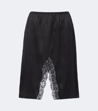 Saint Laurent Lace-trimmed silk satin slip skirt