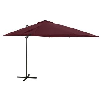 Berkfield Home Cantilever Umbrella with Pole & LED Lights Bordeaux Red 250 cm
