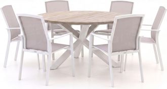 Forza Furniture Forza Altea/ROUGH-Y &oslash;150cm dining tuinset 7-delig stapelbaar