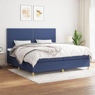 vidaXL Vidaxl - Cama Box Spring Con Colch&oacute;n Tela Azul 200x200 Cm