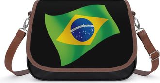 Generic Brazil Flag Crossbody Bag Womens Handbag PU Message Bags Shoulder Purse with Adjustable Strap