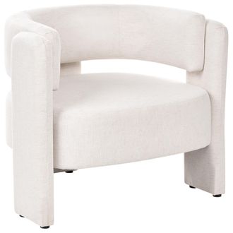 Beliani Sill&oacute;n De Tela Con Respaldo Curvo Sill&oacute;n Decorativo Estilo Escandinavo Moderno Blanco Crema Maggeby