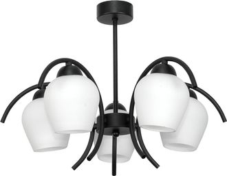 OEM L&aacute;mpara De Techo Colgante Negra Con Pantalla De Cristal Blanco 15-320 Dani