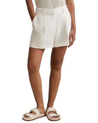 Reiss Lori Linen-Blend Pleated Short