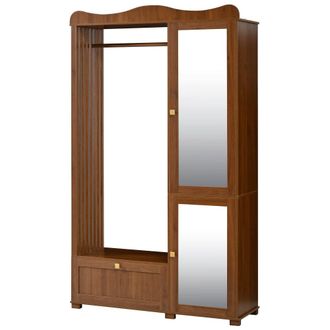 Urban Meuble Mueble recibidor con perchero, espejo, efecto nogal y caj&oacute;n