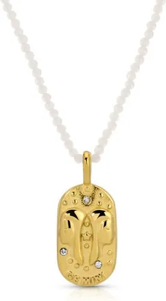 Kozakh Sunrise Zodiac Pendant Necklace in Gold/white Gemini at Nordstrom