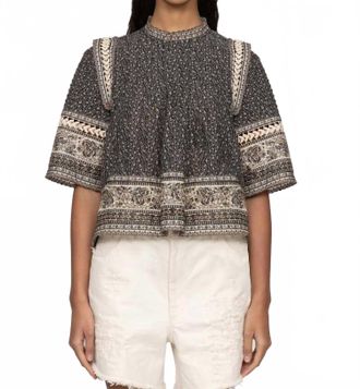 Sea New York Palm Floral Border Print Top In Multi