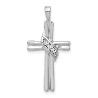 Diamond2Deal 10K White Gold AA Diamond Cross Pendant