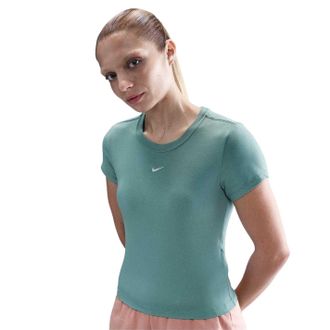 Nike Dames-T-shirt met Swoosh-logo, gebreid, slim fit (Kanon)