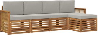vidaXL Conjunto De Sof&aacute;s De Exterior 5 Uds. Natural Y Gris Claro Vidaxl