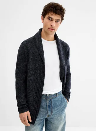 Le 31 Mens Heathered knit open Cardigan Sweater